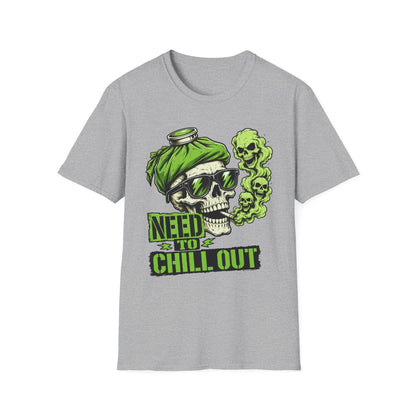 Rock Skull 'Need to Chill Out' Graphic T-Shirt — Green Smoke Skull Tee