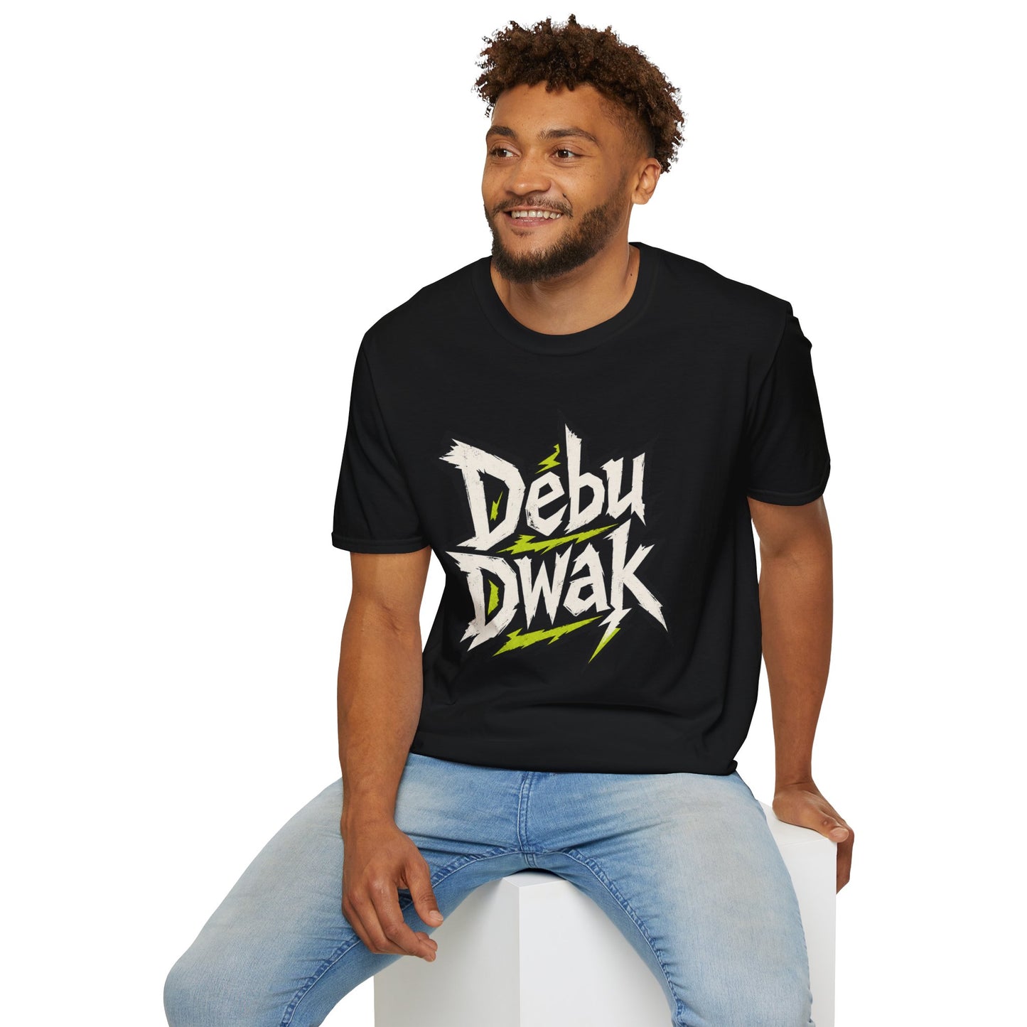Debu Dwak Logo Graphic T‑Shirt — Bold Lightning Lettering Tee