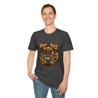 Dogs Need to Eat T-Shirt — Vintage Dog Poker Night Graphic Tee