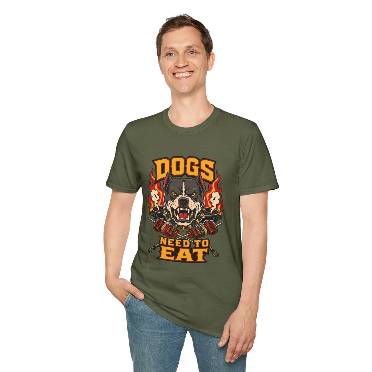 “Dogs Need to Eat” Fierce Rottweiler Graphic T-Shirt
