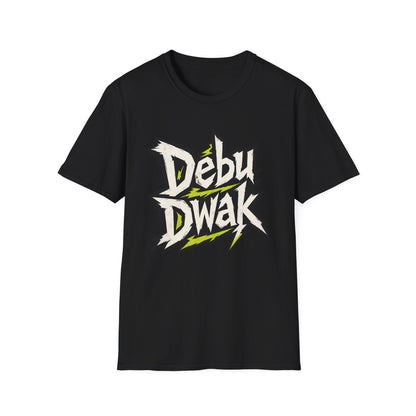 Debu Dwak Logo Graphic T‑Shirt — Bold Lightning Lettering Tee