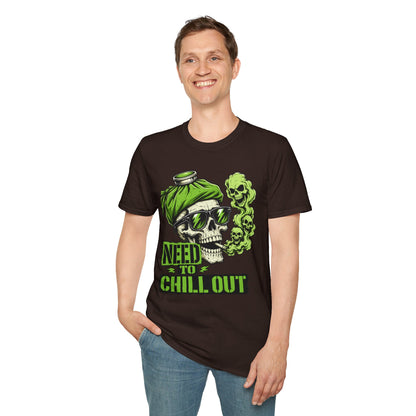 Rock Skull 'Need to Chill Out' Graphic T-Shirt — Green Smoke Skull Tee