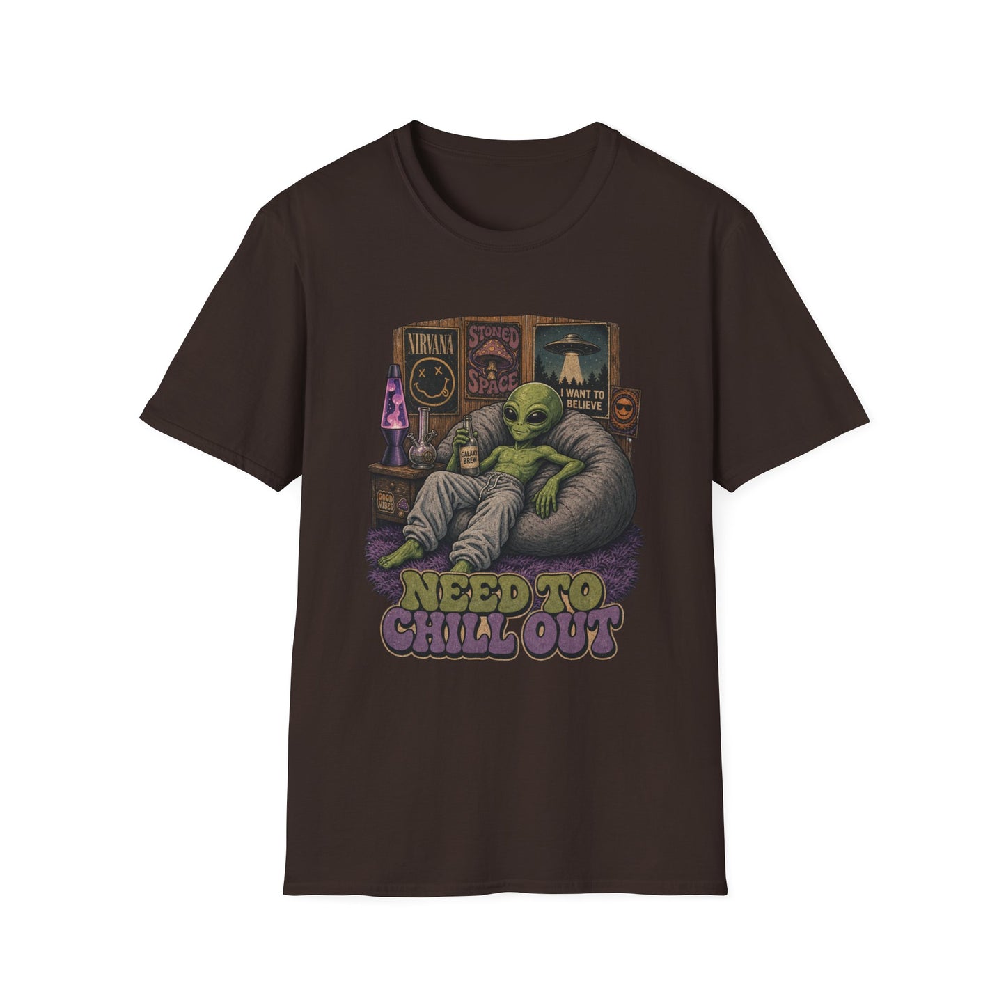 "Need to Chill Out" Alien Chillin on a Bean Bag Chair T-Shirt