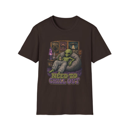 "Need to Chill Out" Alien Chillin on a Bean Bag Chair T-Shirt
