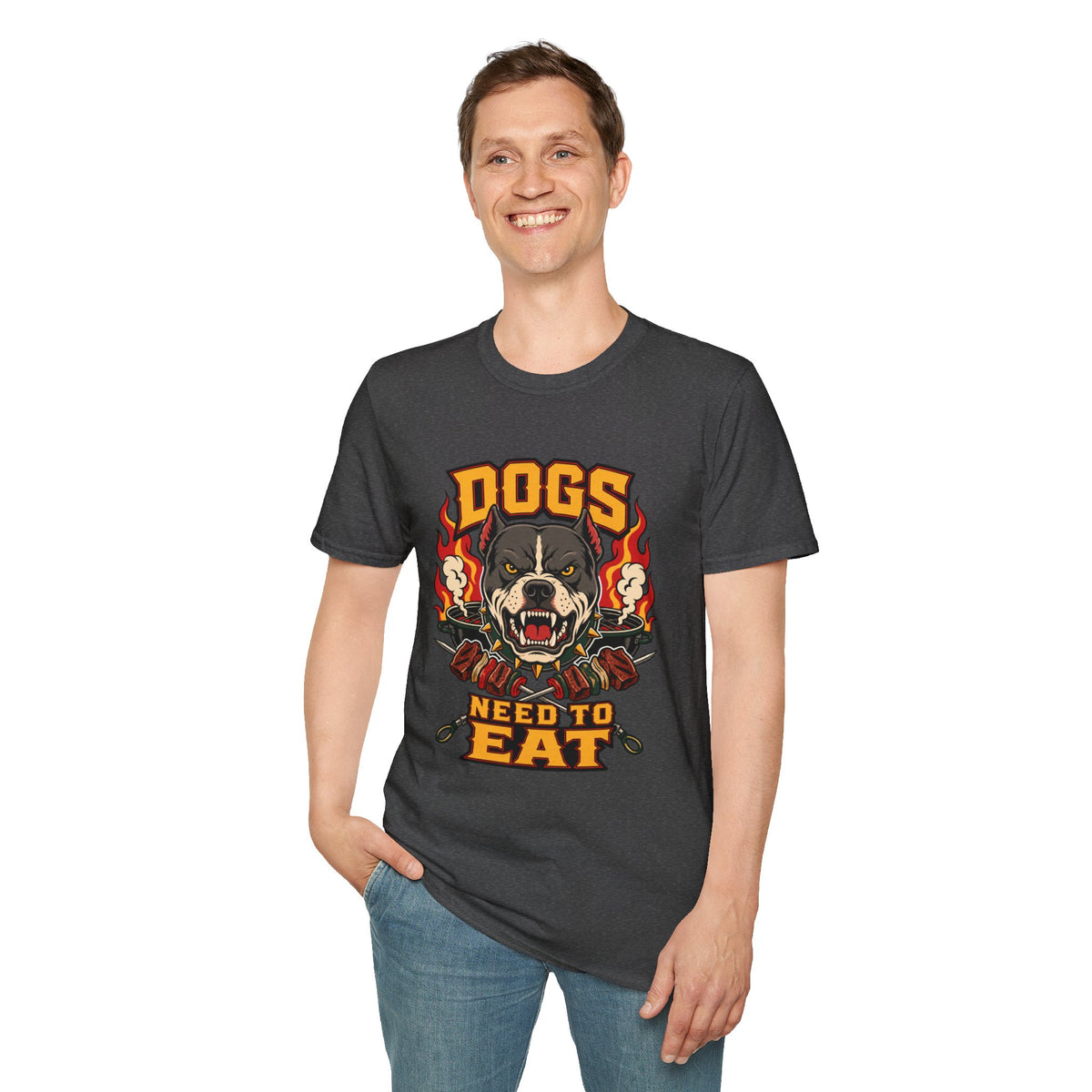 “Dogs Need to Eat” Fierce Rottweiler Graphic T-Shirt