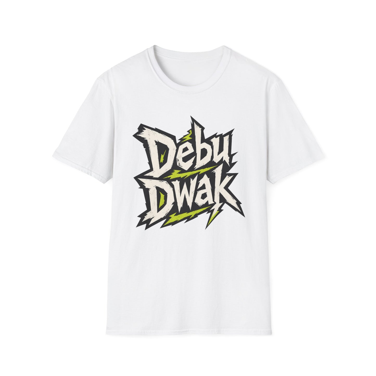 Debu Dwak Logo Graphic T‑Shirt — Bold Lightning Lettering Tee