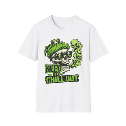 Rock Skull 'Need to Chill Out' Graphic T-Shirt — Green Smoke Skull Tee