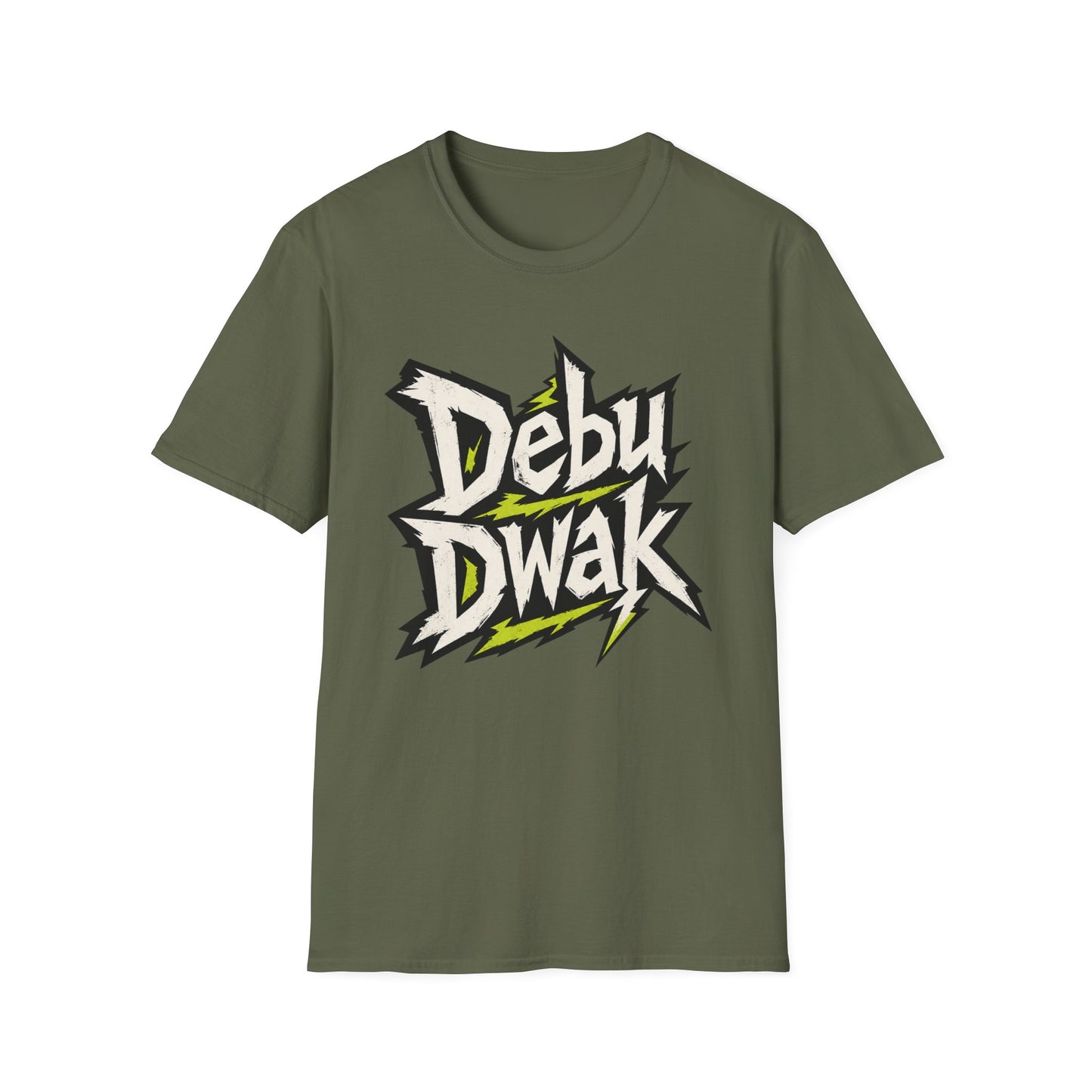 Debu Dwak Logo Graphic T‑Shirt — Bold Lightning Lettering Tee