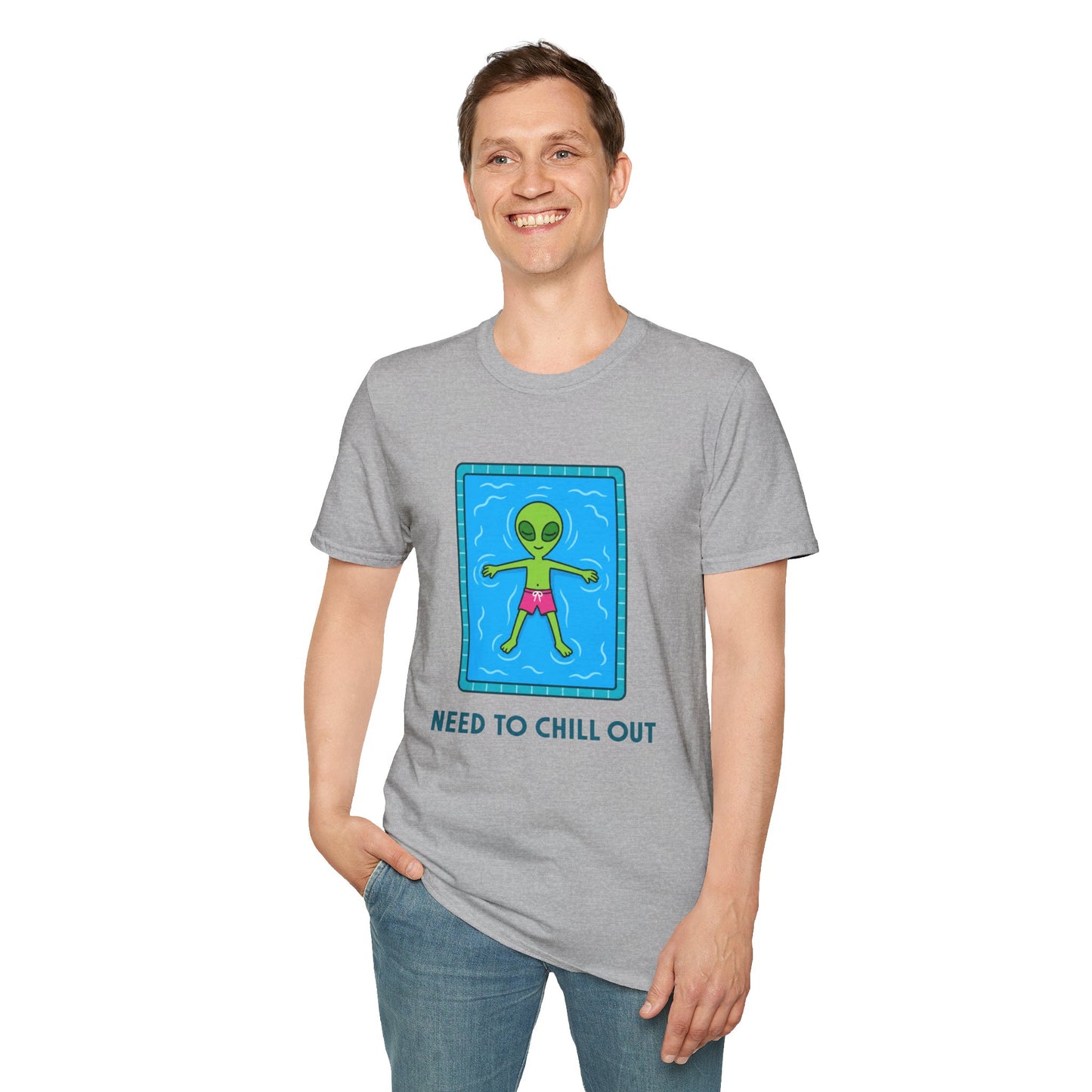 Alien Pool Tee — “Need to Chill Out” Relaxed Graphic T-Shirt