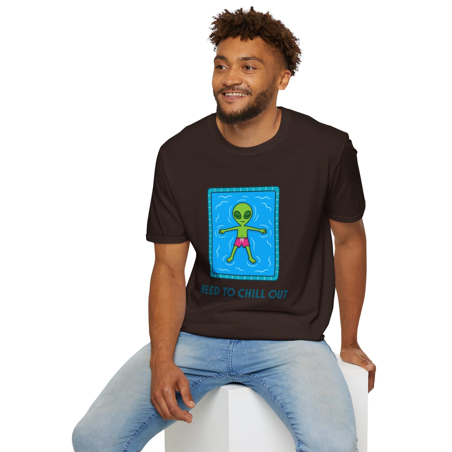 Alien Pool Tee — “Need to Chill Out” Relaxed Graphic T-Shirt
