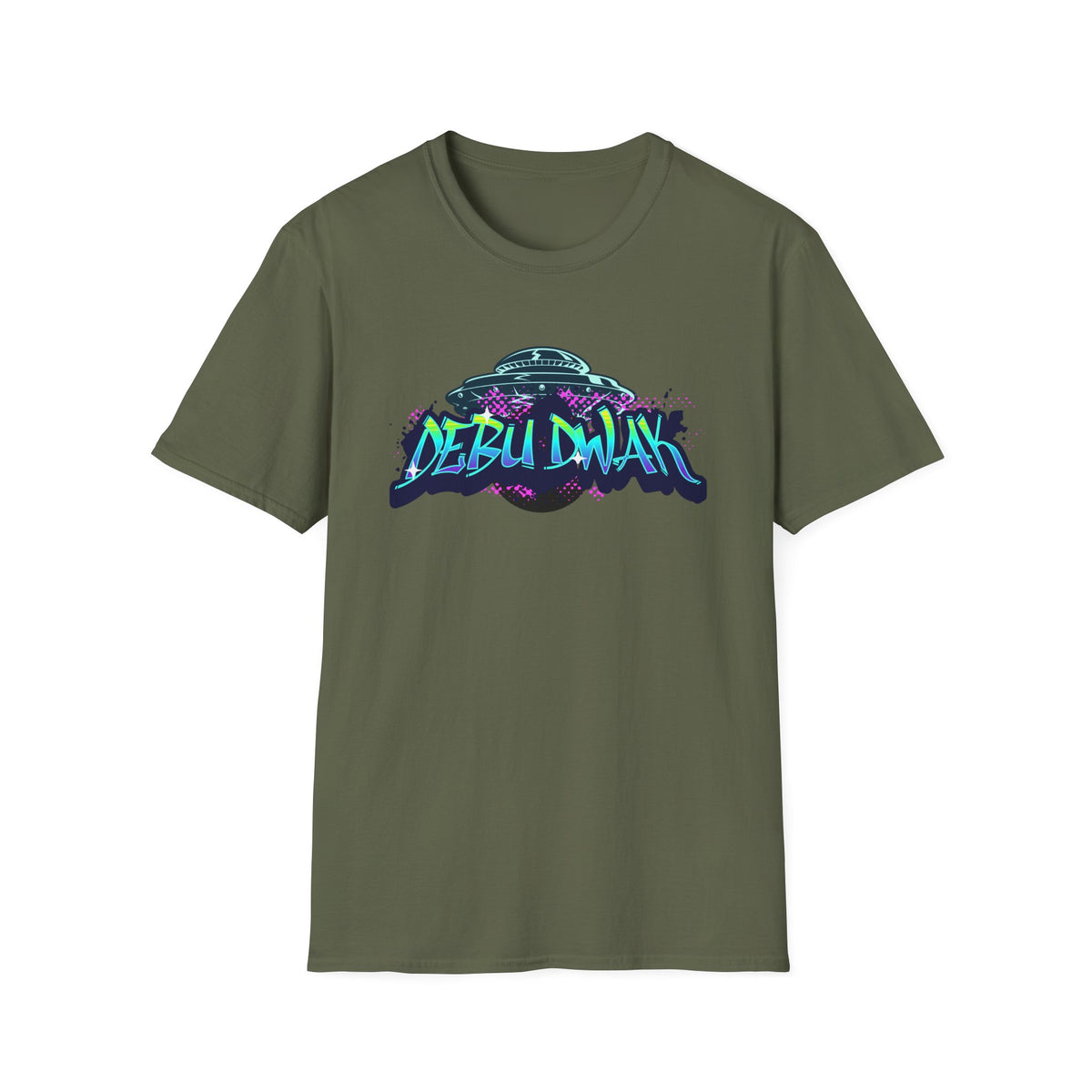 Alien Graffiti T-Shirt — "Debu Dwak" Logo UFO Streetwear Tee