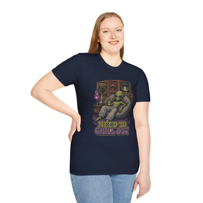 "Need to Chill Out" Alien Chillin on a Bean Bag Chair T-Shirt