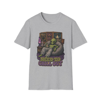 "Need to Chill Out" Alien Chillin on a Bean Bag Chair T-Shirt