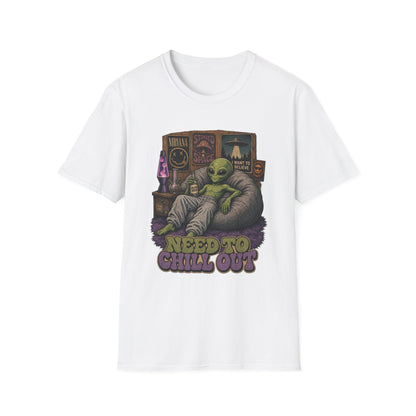 "Need to Chill Out" Alien Chillin on a Bean Bag Chair T-Shirt