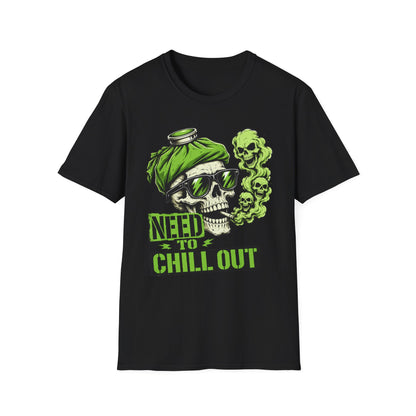 Rock Skull 'Need to Chill Out' Graphic T-Shirt — Green Smoke Skull Tee