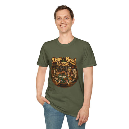 Dogs Need to Eat T-Shirt — Vintage Dog Poker Night Graphic Tee