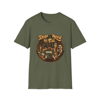 Dogs Need to Eat T-Shirt — Vintage Dog Poker Night Graphic Tee
