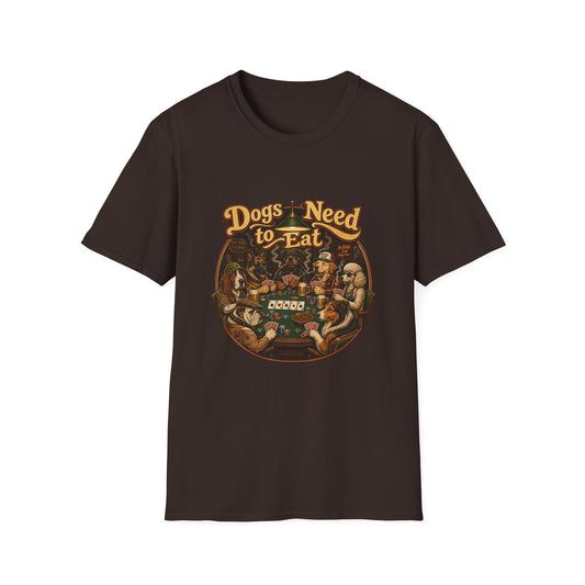 Dogs Need to Eat T-Shirt — Vintage Dog Poker Night Graphic Tee