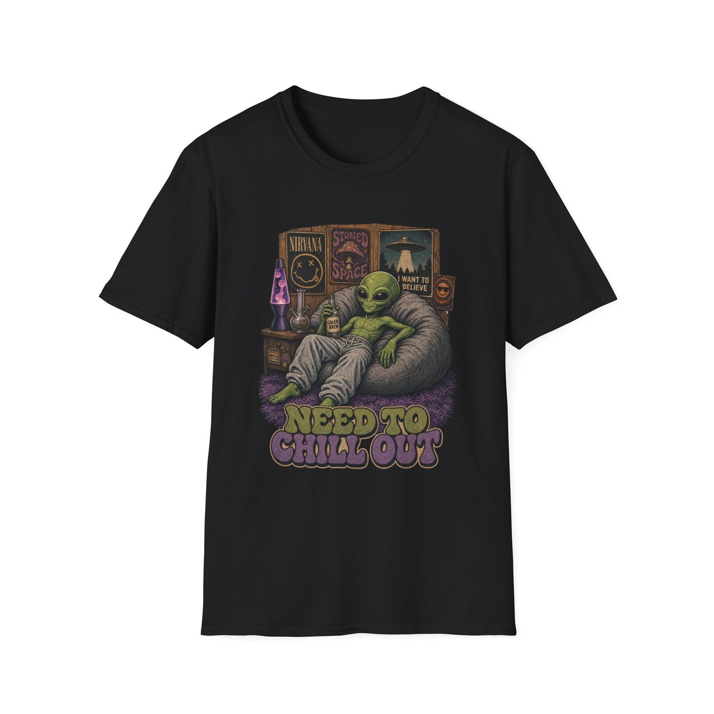 "Need to Chill Out" Alien Chillin on a Bean Bag Chair T-Shirt