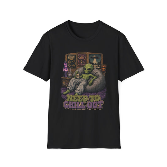"Need to Chill Out" Alien Chillin on a Bean Bag Chair T-Shirt