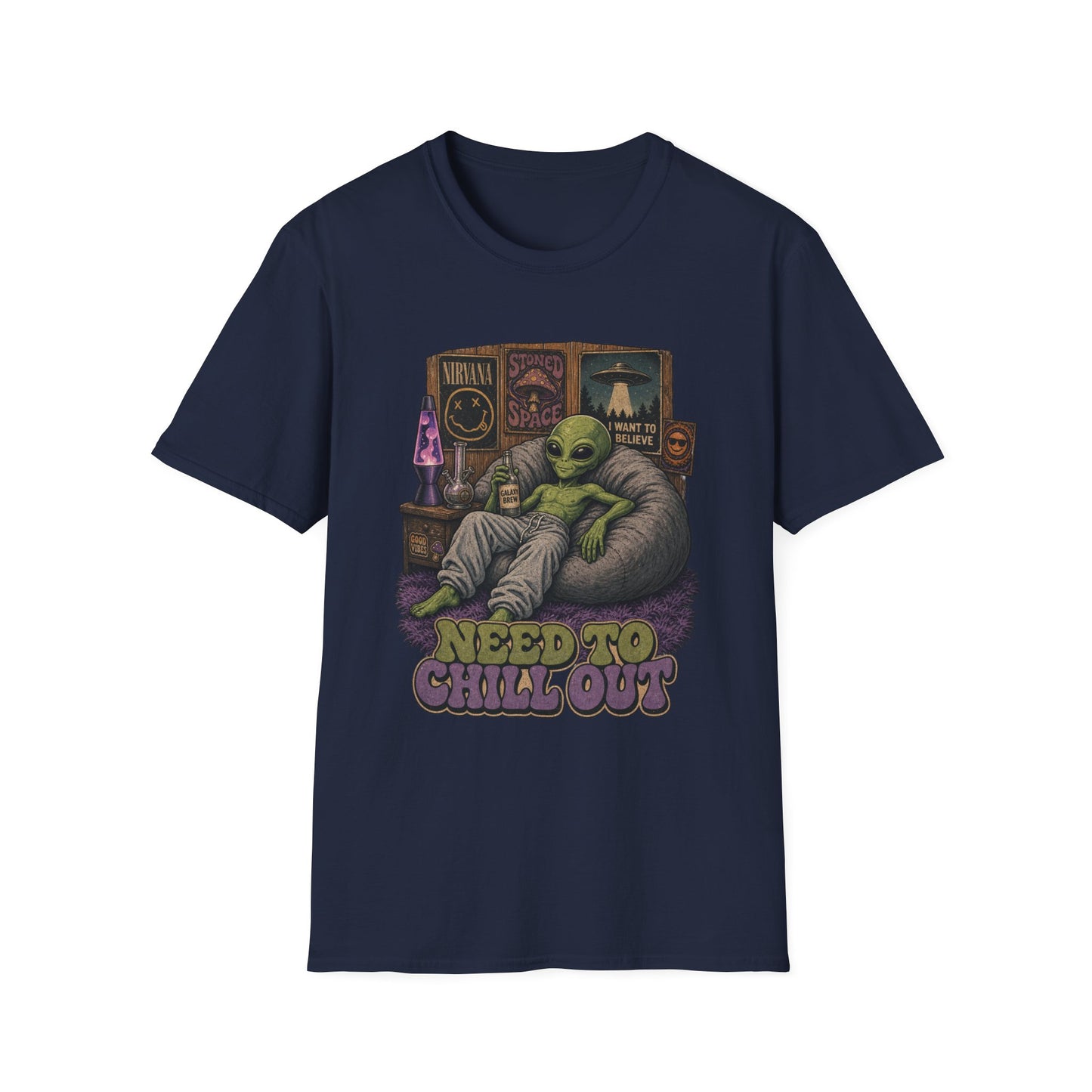 "Need to Chill Out" Alien Chillin on a Bean Bag Chair T-Shirt