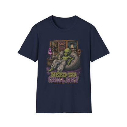 "Need to Chill Out" Alien Chillin on a Bean Bag Chair T-Shirt