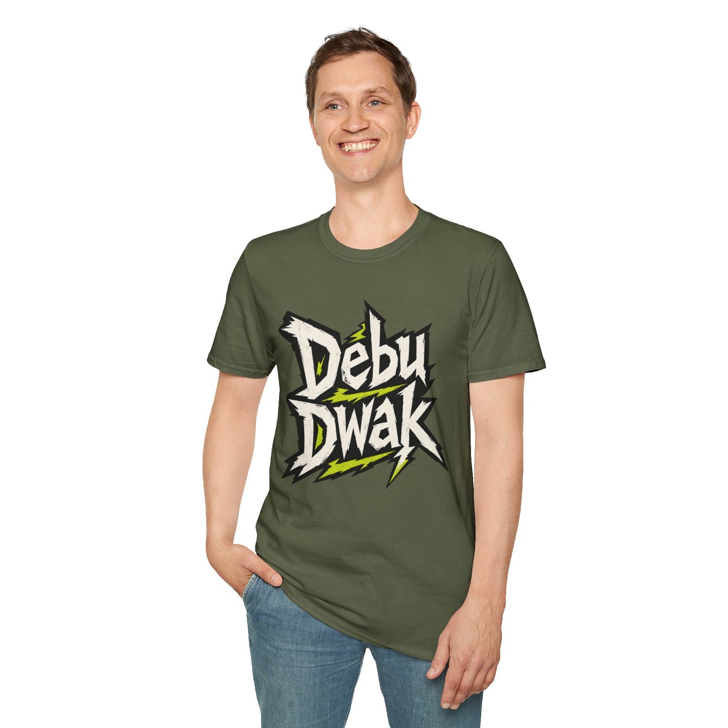 Debu Dwak Logo Graphic T‑Shirt — Bold Lightning Lettering Tee