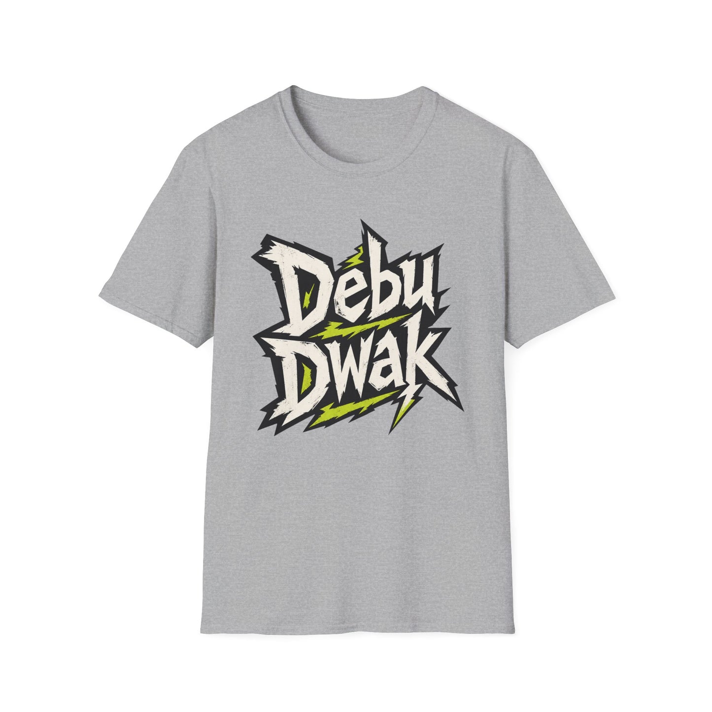 Debu Dwak Logo Graphic T‑Shirt — Bold Lightning Lettering Tee