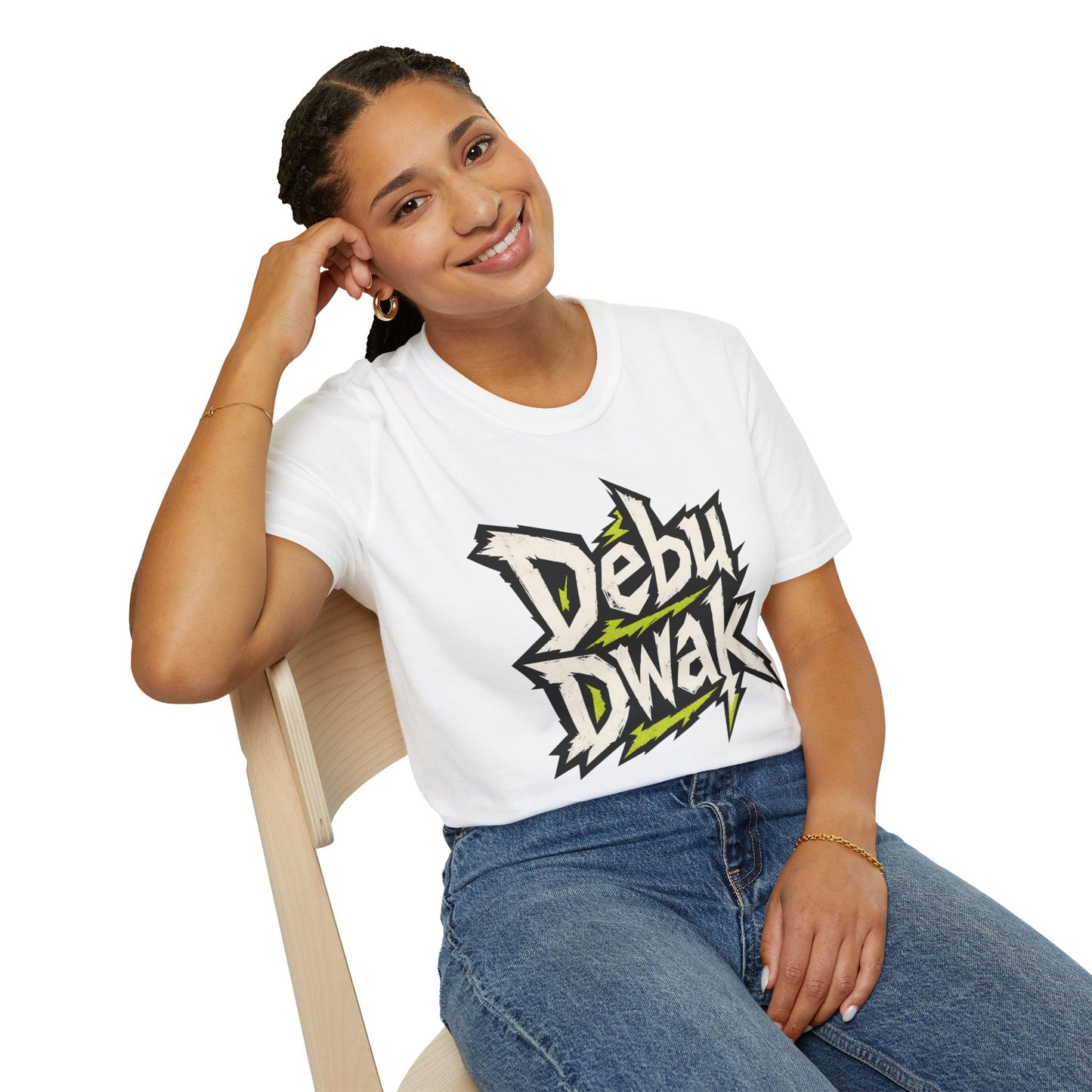 Debu Dwak Logo Graphic T‑Shirt — Bold Lightning Lettering Tee