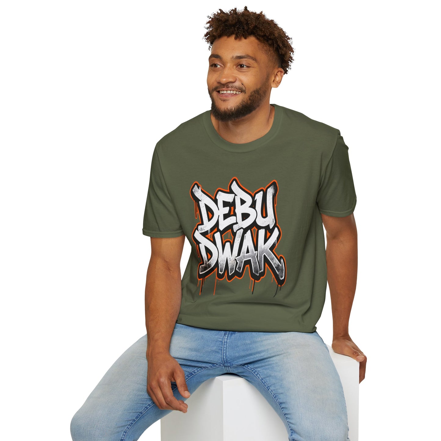 Graffiti "DEBU DWAK" Logo Graphic T-Shirt – Urban Streetwear Tee