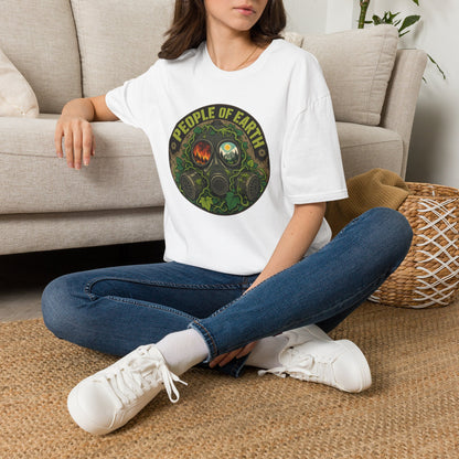 People of Earth Gas Mask Graphic Tee — Eco Horror Sci‑Fi T-Shirt