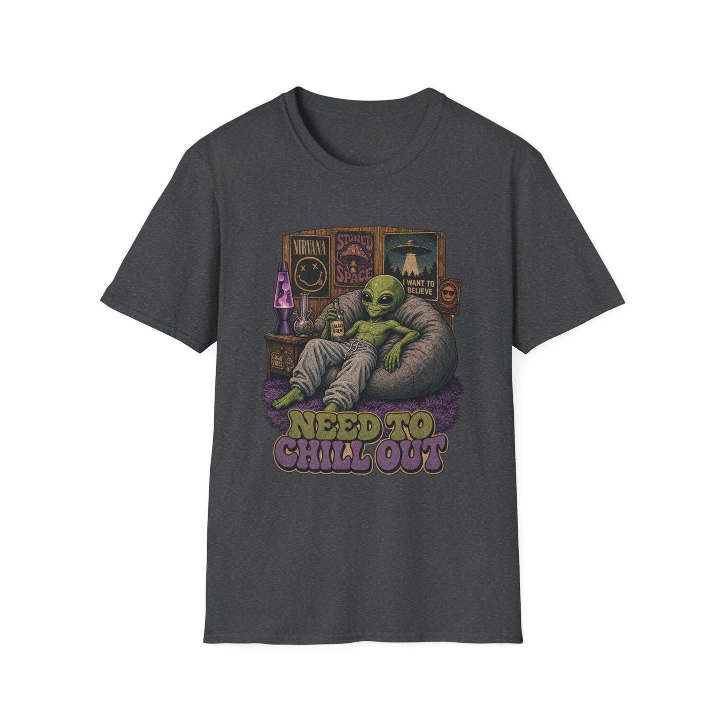 "Need to Chill Out" Alien Chillin on a Bean Bag Chair T-Shirt