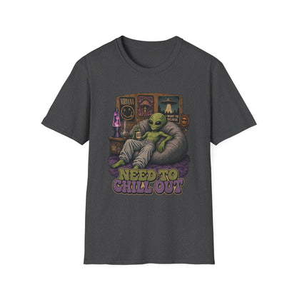 "Need to Chill Out" Alien Chillin on a Bean Bag Chair T-Shirt