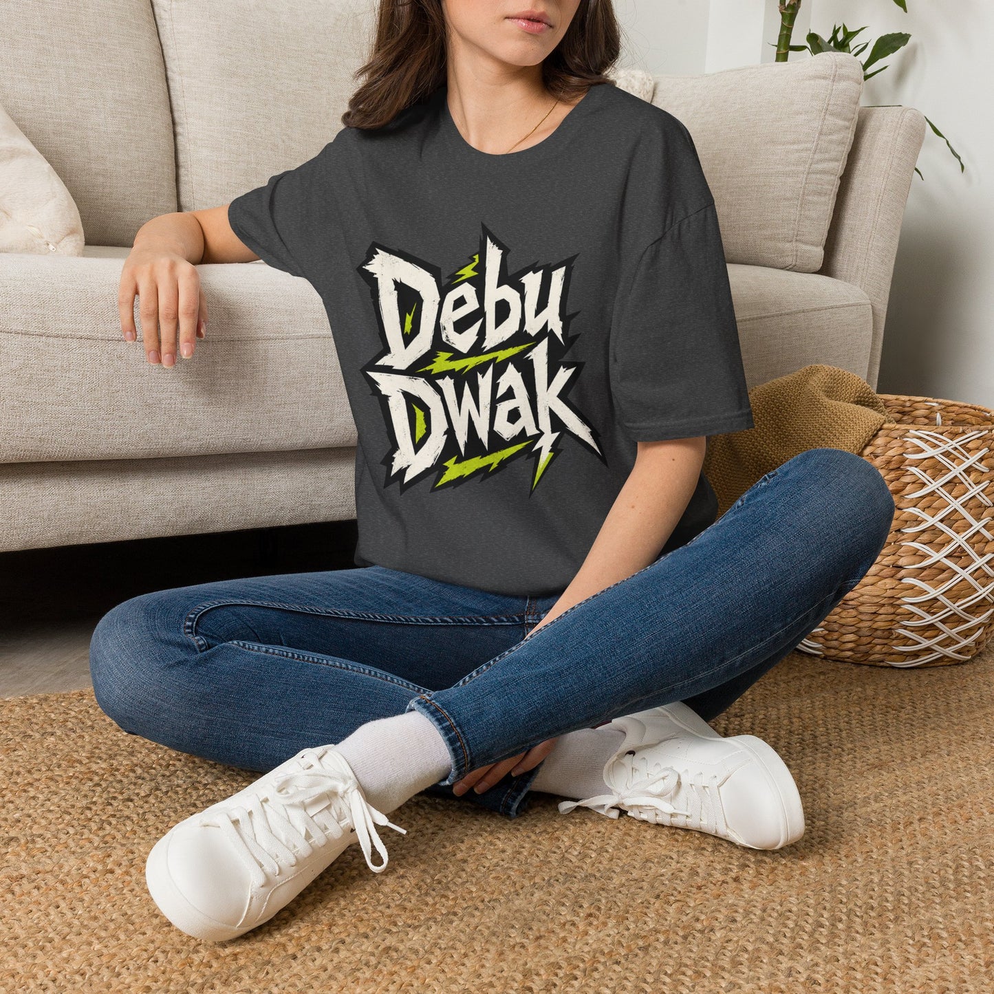 Debu Dwak Logo Graphic T‑Shirt — Bold Lightning Lettering Tee