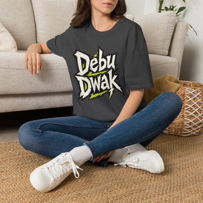 Debu Dwak Logo Graphic T‑Shirt — Bold Lightning Lettering Tee