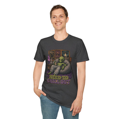 "Need to Chill Out" Alien Chillin on a Bean Bag Chair T-Shirt
